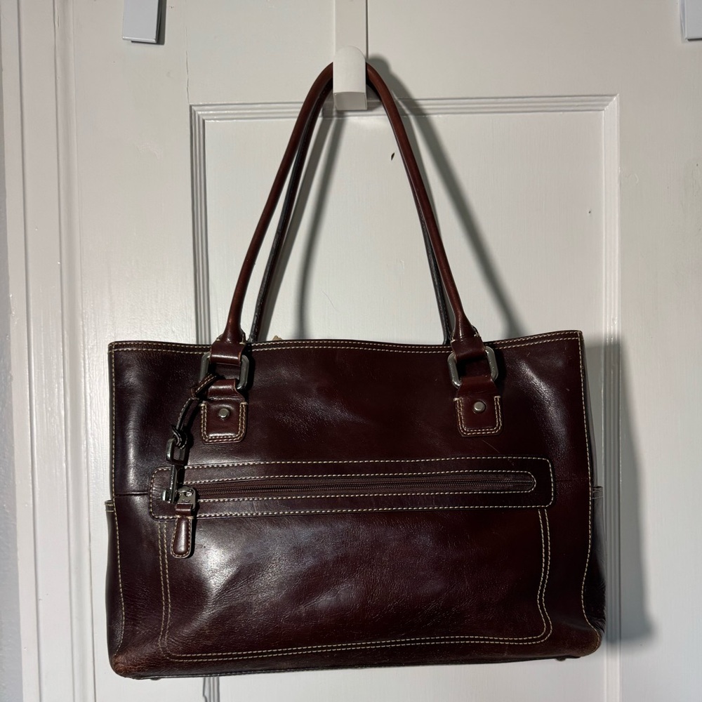Classic Fossil Brown Leather Computer/ Work /Travel Bag